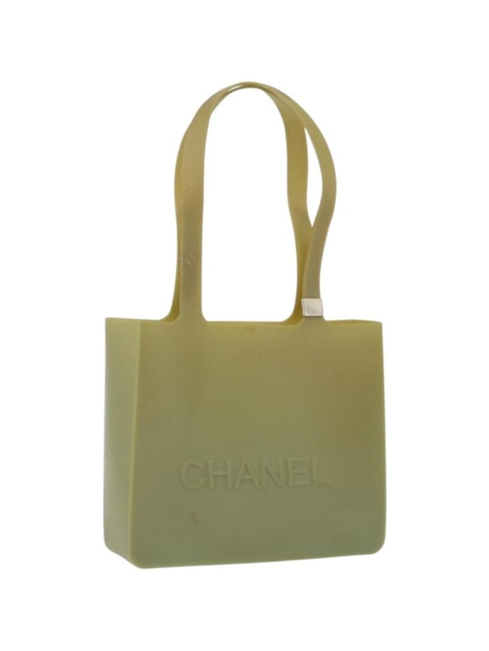 CHANEL Tote Bag rubber Khaki CC